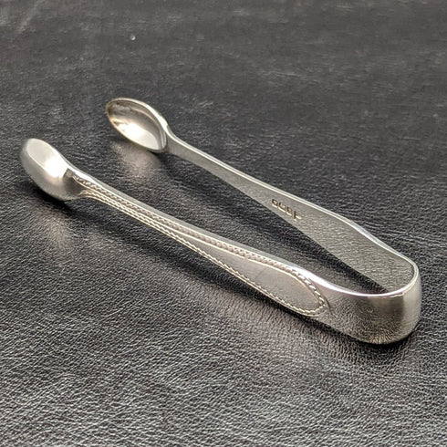 Around 1916 British Antique Pure Silver (925 Silver) 6 Teaspoons & Sugar Tong Set in Case Walker & Hall